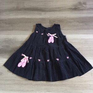 Vintage Black Polka Dot Dress with Ballet Shoe Design